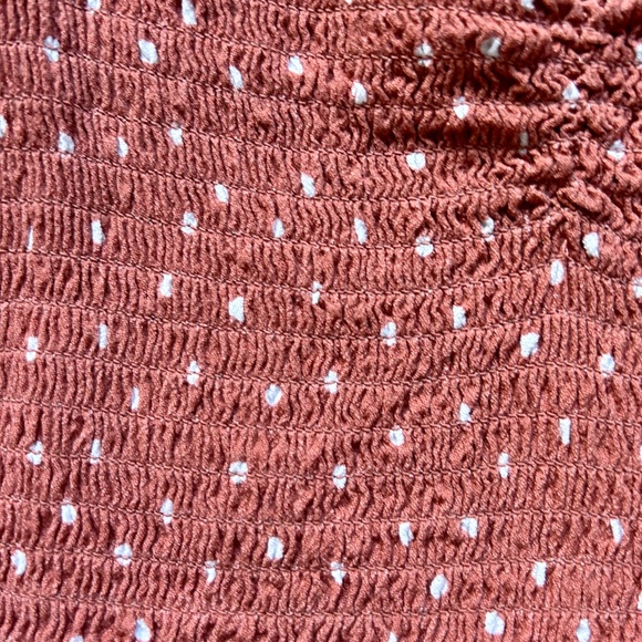 Pacsun Lottie Moss Pink White Polkadot Smocked Crop Top Festival Boho Retro MED - Picture 3 of 15